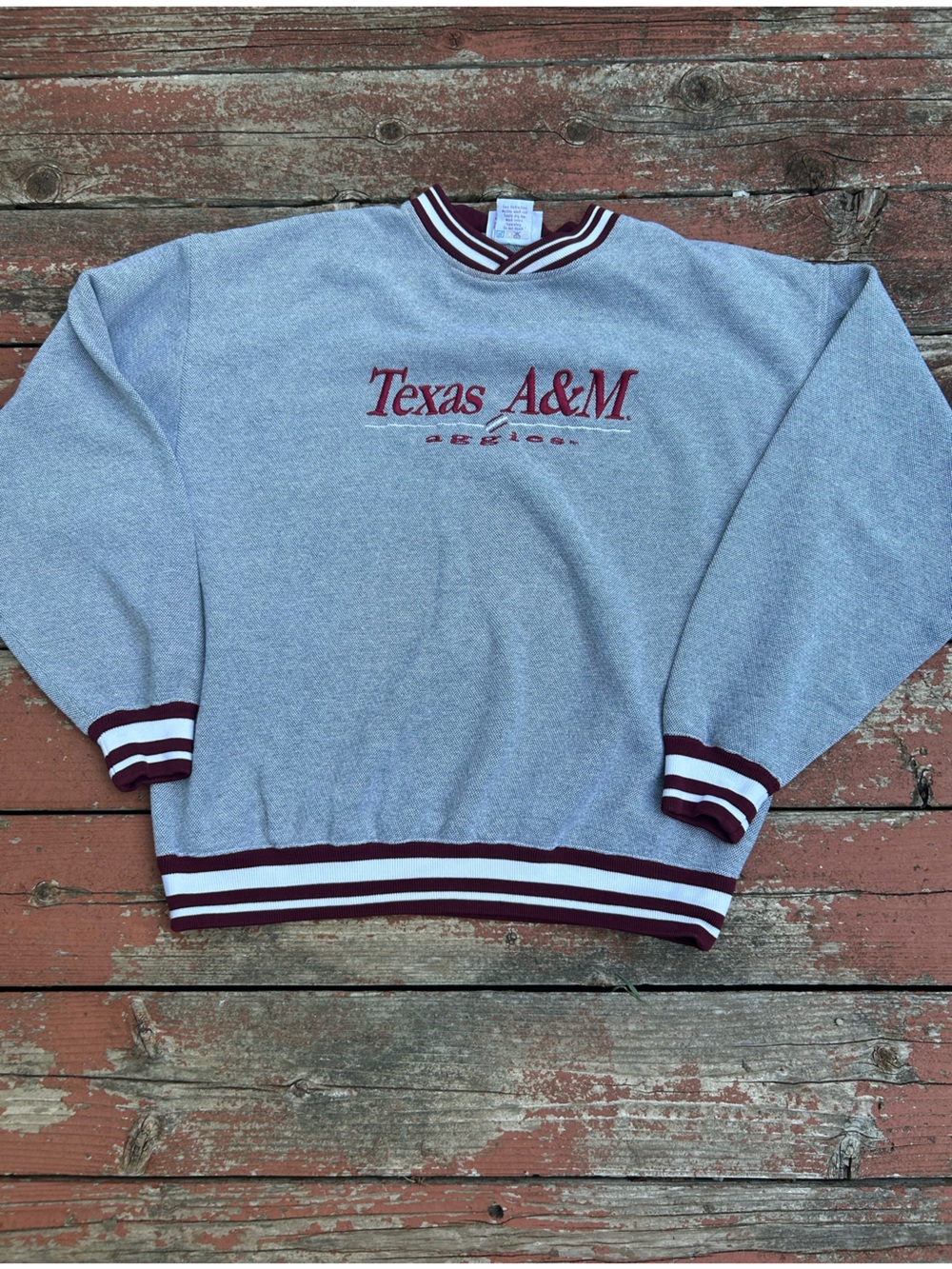 Texas A&M Aggies Sweatshirt Mens L Gray NCAA Football Red Oak Crewneck